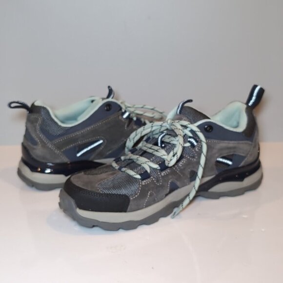 Eddie Bauer Lake Union Hiking Shoes Water Resistant Size 8 + Icetrax Ice Cleats - Picture 8 of 15